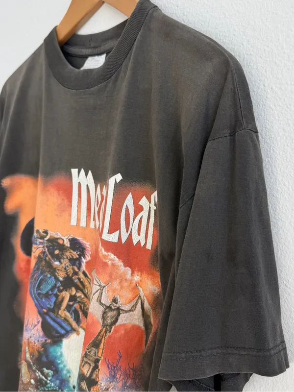 Vintage Meatloaf Bat Out of Hell World Tour Men's Graphic T-Shirt 90s - Image 8