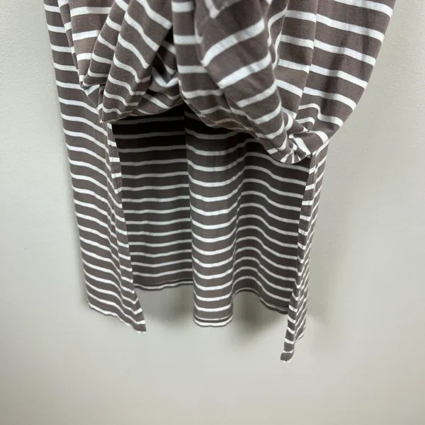 Garnet Hill Midi Dress Womens Large Taupe White Stripe‎ Slits Sleeveless Tank L - Image 4