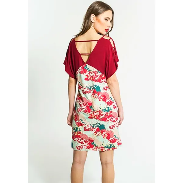 Smash! Fabia Tunic Dress Japanese Geisha Asian Woman V-Neck Strappy Cut-Outs S - Image 2