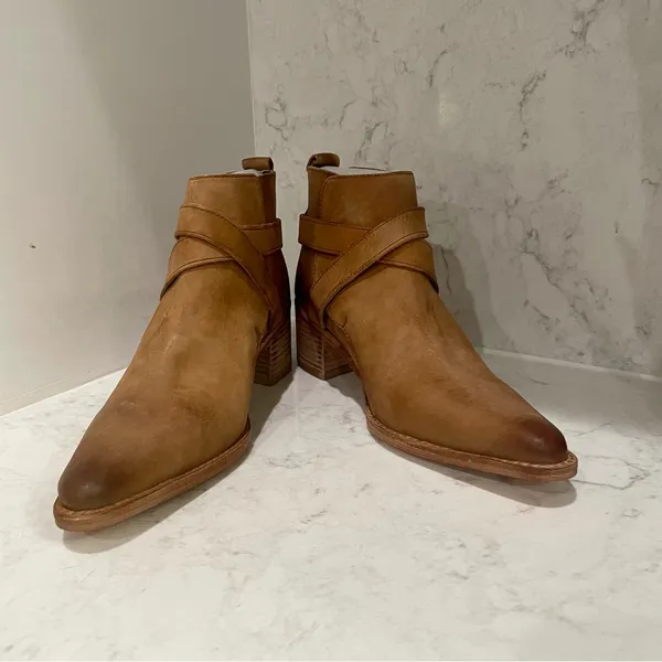 New! Free People Back Loop Heeled Ankle Boot Leather Pointed Toe Bootie Sz‎ 8 - Image 7