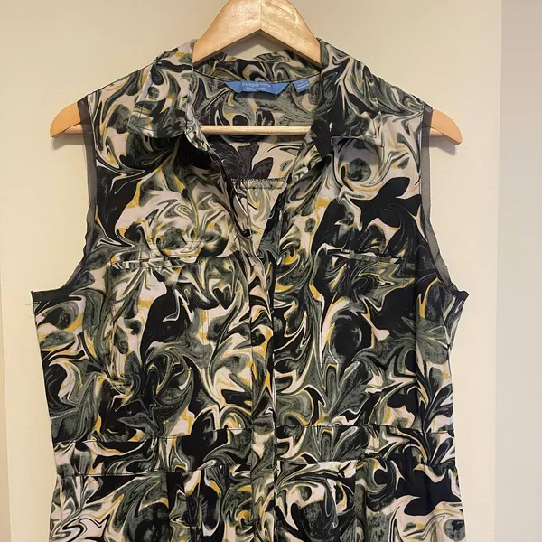Simply Vera Vera Wang Green Swirl Sleeveless Dress Size L - Image 5