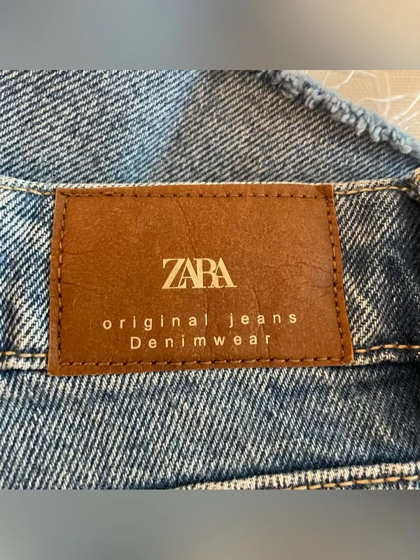 Zara Distressed Denim Skort, Medium Wash, Size XS, EUC - Image 3