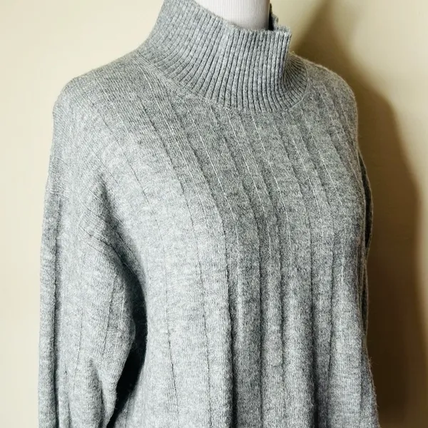 J. Crew Gray Wool Blend Relaxed Fit Mock Neck Sweater - Image 2