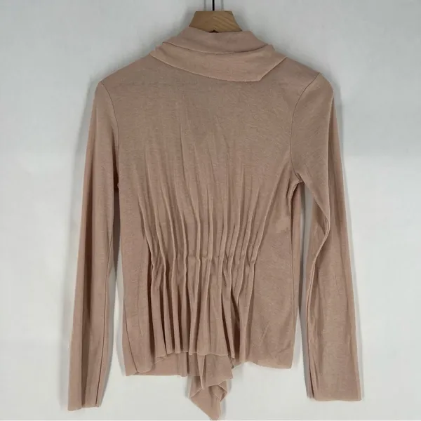 Elegant Lightweight‎ Cotton Blend Ballet Pink Ruffle Zip Front Cardigan Size M - Image 6