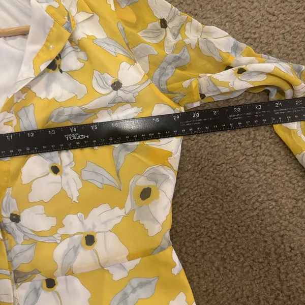 Banana Republic Floral Dress Yellow Midi Tiered Romantic Cottagecore Womens 10P - Image 13