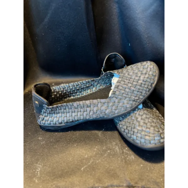 Bernie Mev Catwalk Black Shimmer Woven Elastic Memory Foam Flats Size‎ 37 NEW - Image 4
