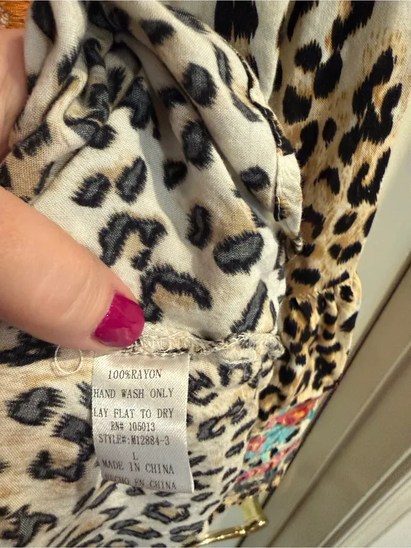 Savanna Jane Leopard Print Tunic with Floral Embroidery - Pink, Orange, Teal - Image 10