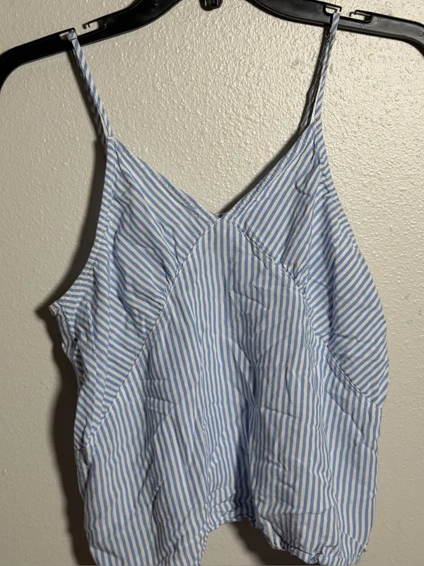 Tommy Hilfiger Women Blue/White Striped V-Neck Cami Casual Preppy Strappy size M - Image 4