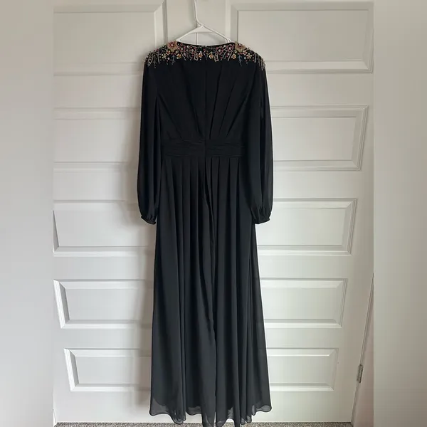 Mac Duggal Embellish Shoulder Black Blouson Sleeve Formal‎ Evening Gown Sz 8 NWT - Image 8