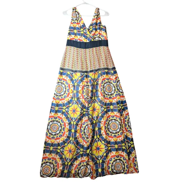 Ann‎ Taylor Geometric Kaleidoscope Maxi Dress Bold Abstract Print Size 2 New - Image 3