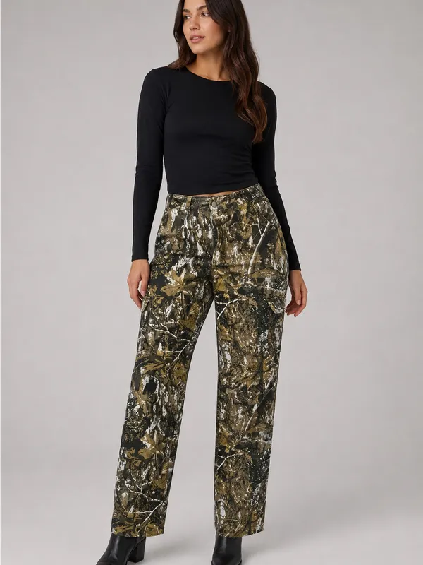 Kids Camo Cargo Pants - Green/Tan/White - Image 6