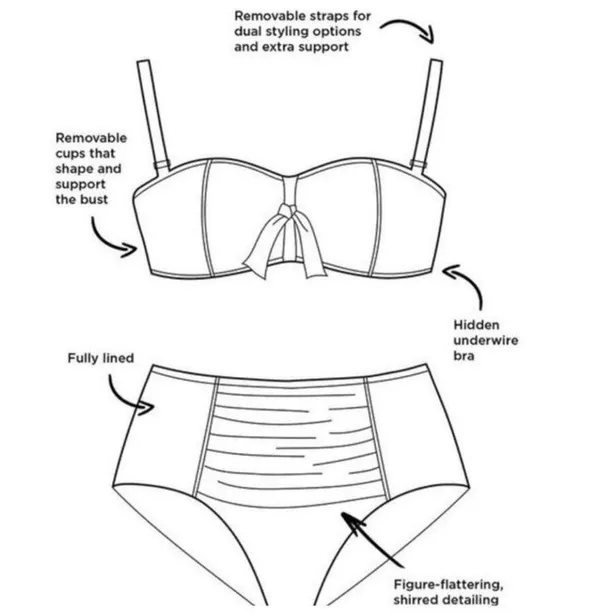 Swimsuits for all scout underwire shirred high waisted bikini set size 10 - Image 3