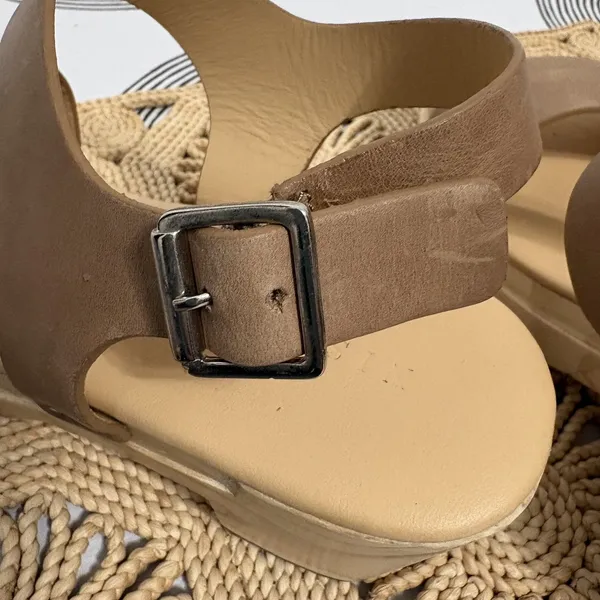 Nisolo All Day Open Toe Clog Sandals Almond Brown Leather Platform Shoes Size 9 - Image 6