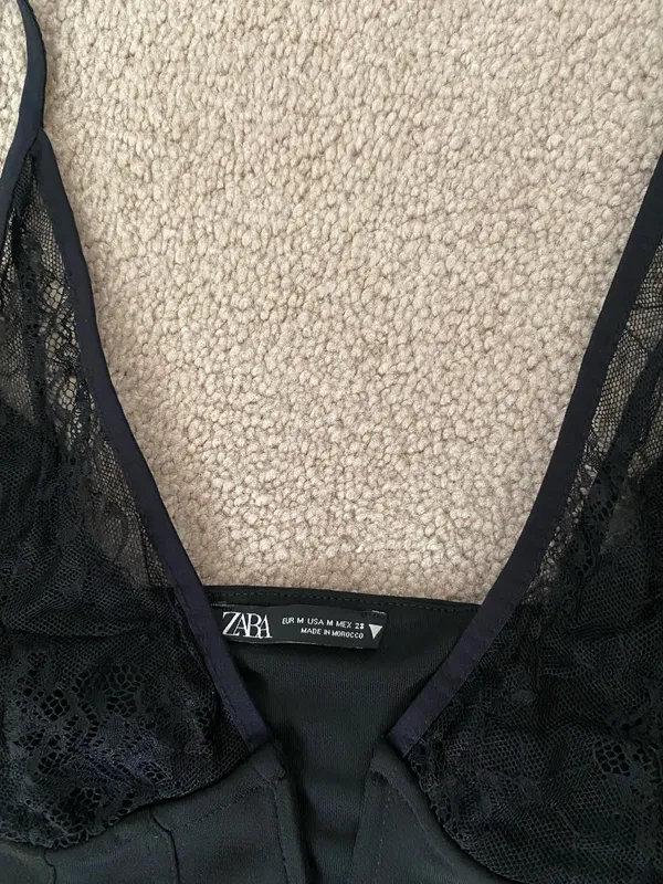 Zara Black Lace Bustier Slip Dress- Size Med - Image 6