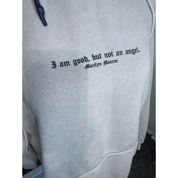 Forever 21 Marilyn Monroe Graphic Hoodie Beige Quote Sweatshirt Womens Medium - Image 5