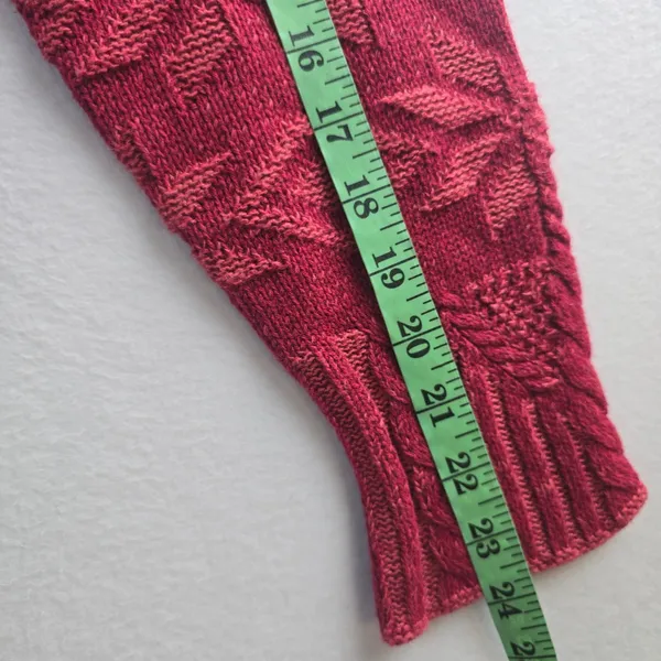 Woolrich Womens‎ Ruby Red Snowflake Knit Quarter Button Mock Neck Sweater XL - Image 9