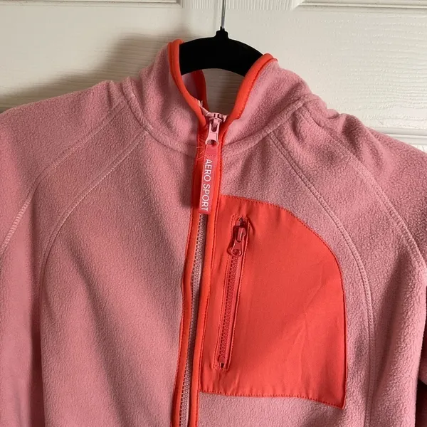Aeropostale Sport Pink Polar Fleece Full Zip Jacket Large - Image 3