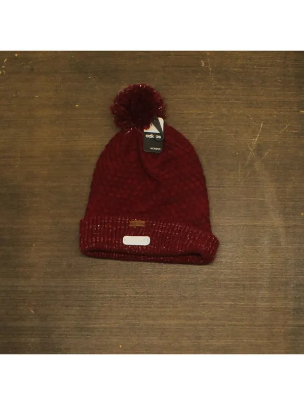 NWT Adidas Twilight II 9" Lurex Ballie Pom Beanie 5149158 Active Maroon Red OSFA - Image 2