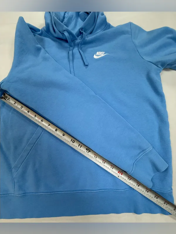 Nike Light Blue Pullover Hoodie with White Swoosh - Image 7