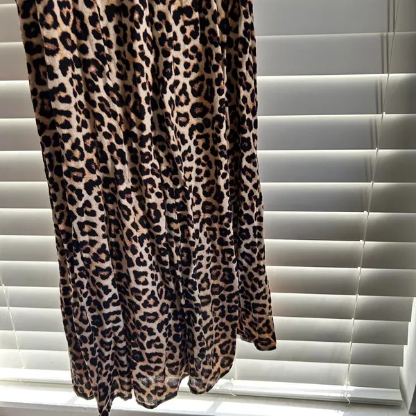 Leopard Print Milkmaid Midi Maxi Dress Mob Wife Medium H&M - Image 4