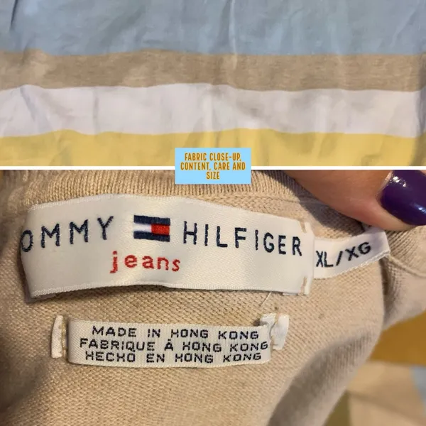 Tommy Hilfiger Cotton Blend Blue, Beige Pastel Stripes Sweater Y2k (M) - Image 10