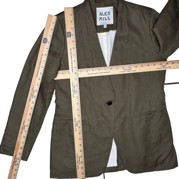 Alex Mill Janine Twill Blazer Army Olive Green Linen Blend Small Jacket $325 - Image 11