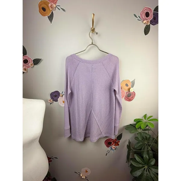 Maeve by Anthropologie Purple Pearson Waffle Pullover Tee - Size - Medium - Image 6