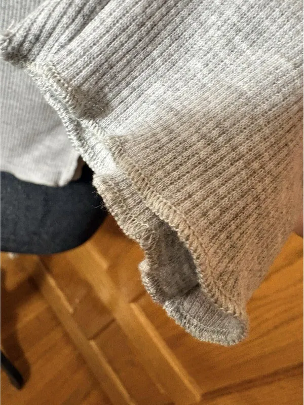 Thermal Top Medium Gray SHEIN Ribbed Knit Long Sleeve Snap Front Shirt - Image 6