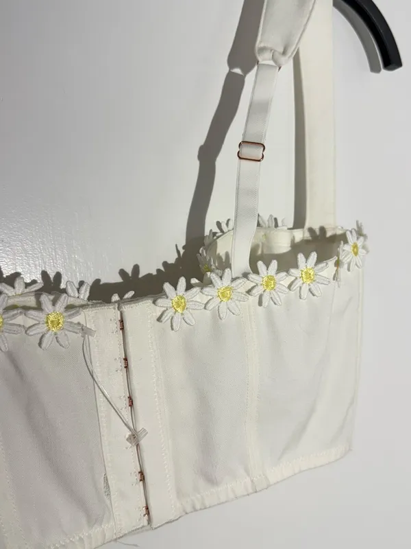 Urban Outfitters White Daisy-Trim Longline Bralette - Image 13