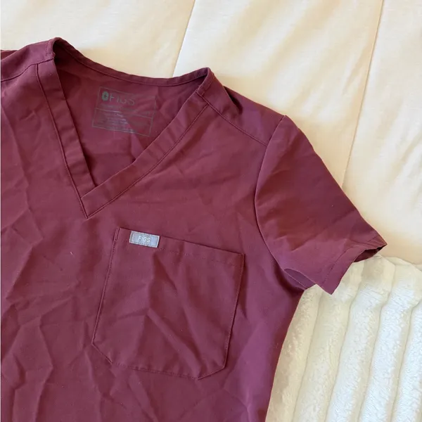 Figs Maroon V-Neck Scrub Top - Image 2