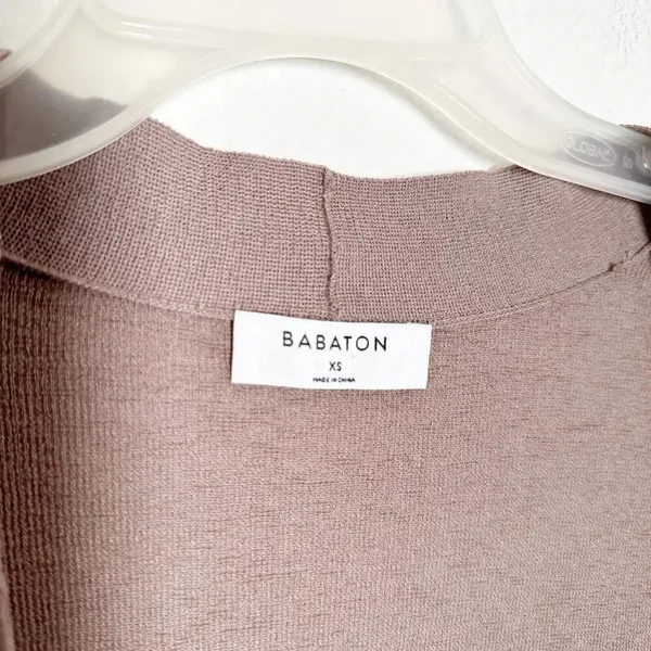 Babaton Taupe Open Front Long Cocoon Cardigan XS - Image 4