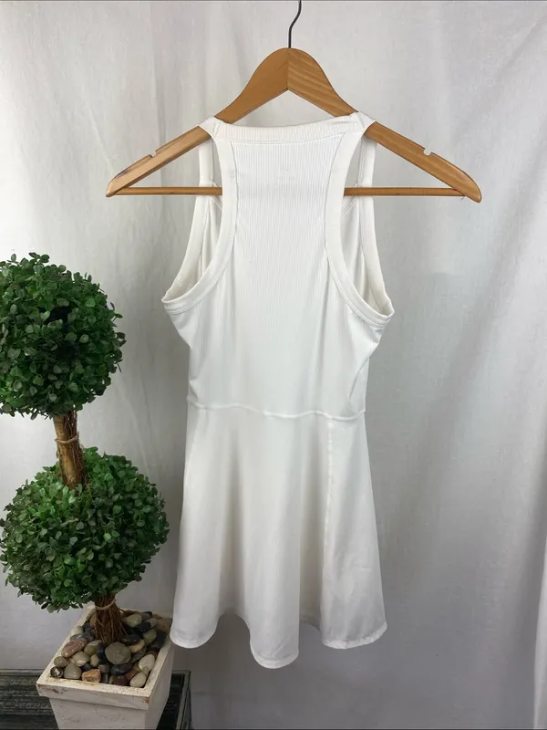 Nike White Sleeveless Ribbed Mini Tennis Sport Dress XS - Image 3