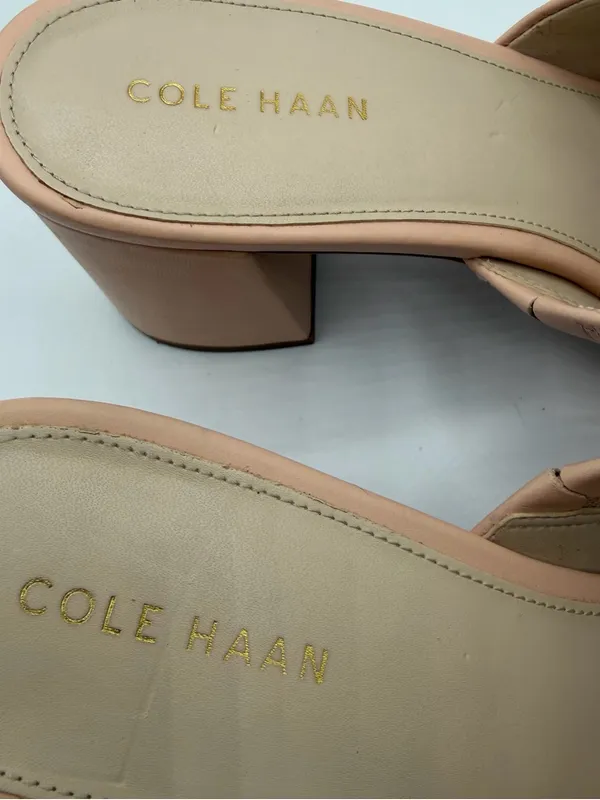 Cole Haan Leather Mules Womens 7.5B Blush Pink Block Heel Open Toe Slides - Image 9