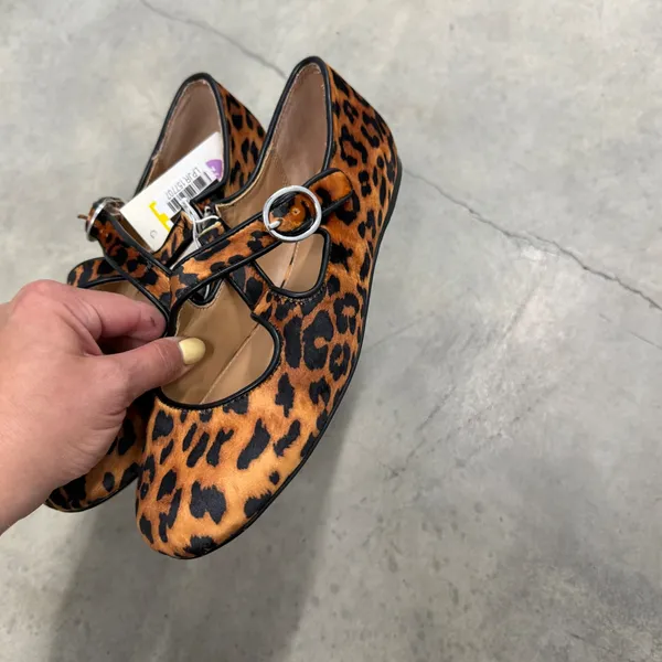 A New Day Leopard Print Crisscross Mary Jane Flats Brown Animal Print Size 6.5 - Image 2