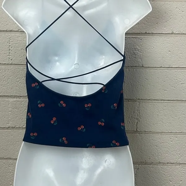 American Eagle Strappy-Go-Lucky cherry blue tank top size M - Image 7