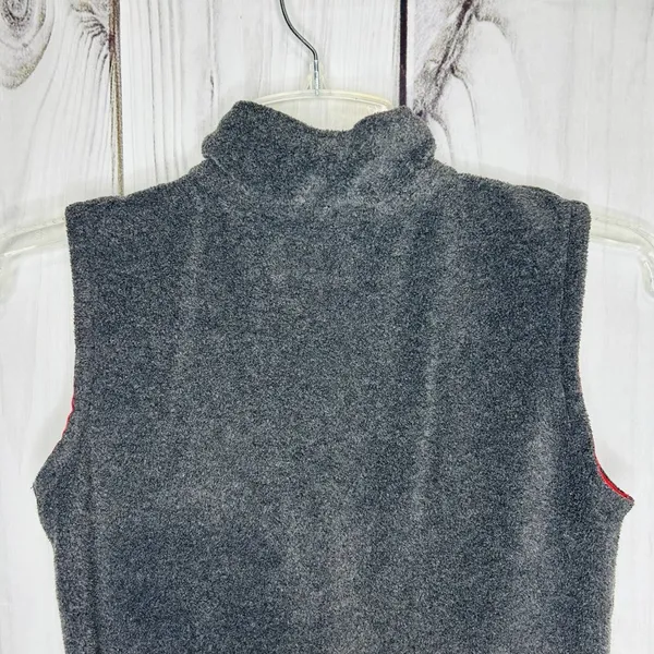 Abercrombie Fitch Womens Size XS Fleece 1/4 Zip Vest Gray Red Trim Vintage - Image 6