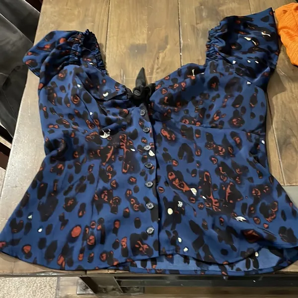 Unique Vintage blue cutout tie top - Image 3
