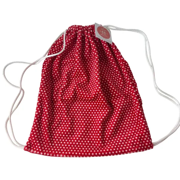 SEW SWEET MINKY Designs DrawString Tote Bag Red White Polka Dots NWT - Image 3