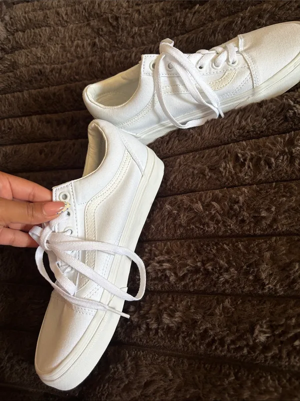 Vans‎ White Low-Top Canvas Sneakers - Image 2