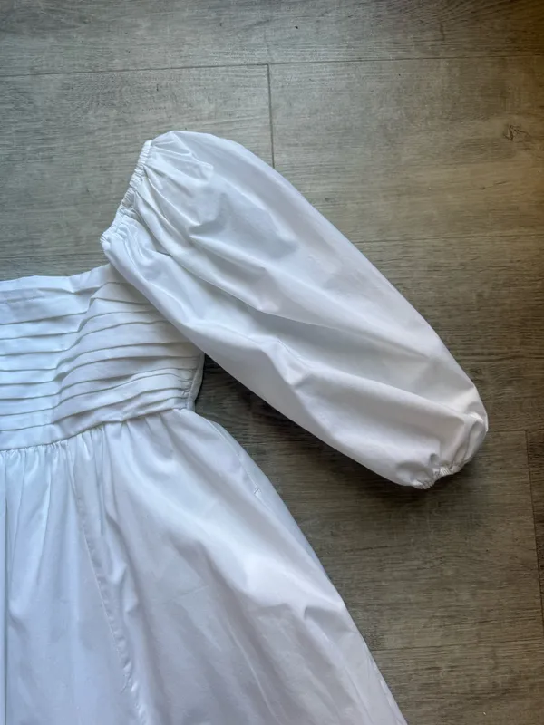 Abercrombie & Fitch Emerson Puff Sleeves Square Neck White Poplin Mini Dress XS - Image 6