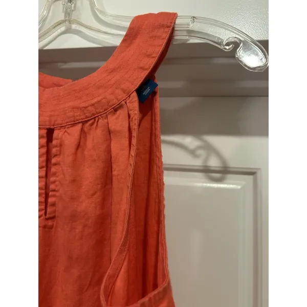 NEW Antibes Blanc 100% Linen Halter Neck Dress Coral Knee Length Keyhole Medium - Image 3