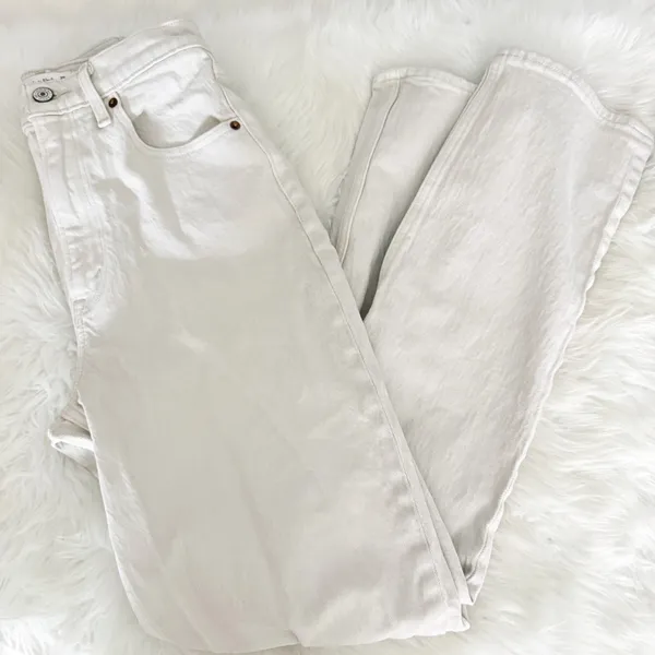 Abercrombie & Fitch 90s Straight Jeans Ultra High Rise Curve Love Cream Size 0 - Image 4