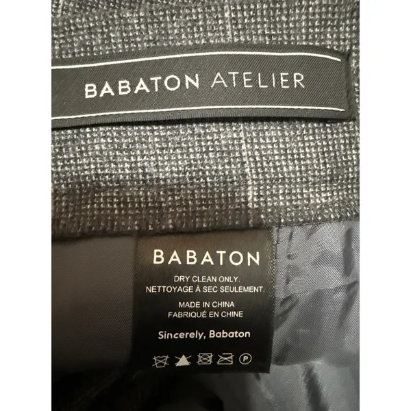 Aritzia Babaton Atelier Gray Wool Plaid High Rise Tapered Trousers Pants Size 2 - Image 5