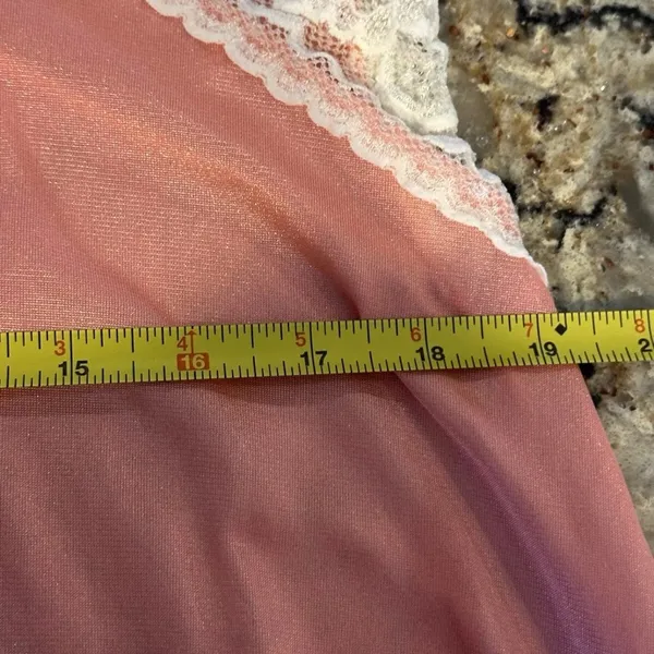 Vintage Slip Sleep Gown Pink Lace Sleepwear Size M/L Sexy Glamour Full Length - Image 9