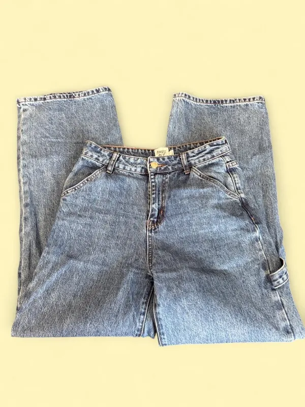 Princess Polly Blue Denim Carpenter Wide Leg Jeans - Image 3