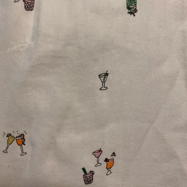 Old Navy Womens Button Up Shirt M Medium Bust 38” White Cocktails Drinks Print - Image 3