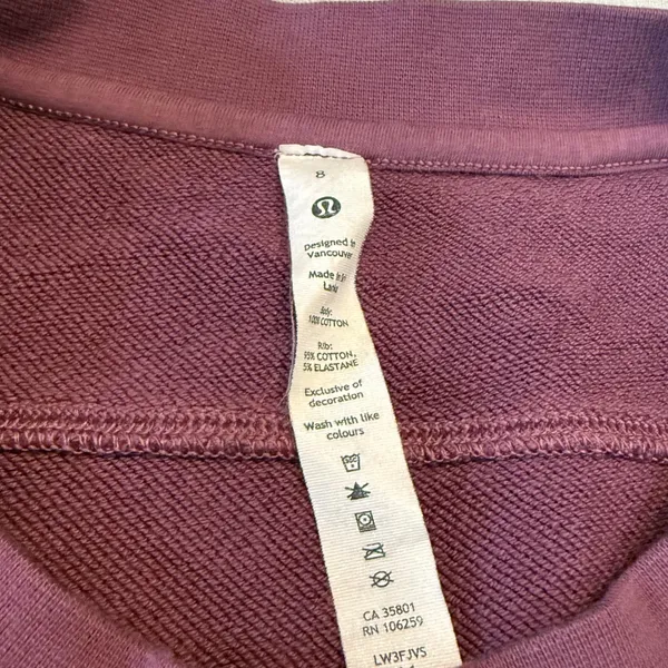 Lululemon Perfectly Oversized Crewneck Sweatshirt Plum Purple 100% Cotton Size 8 - Image 4