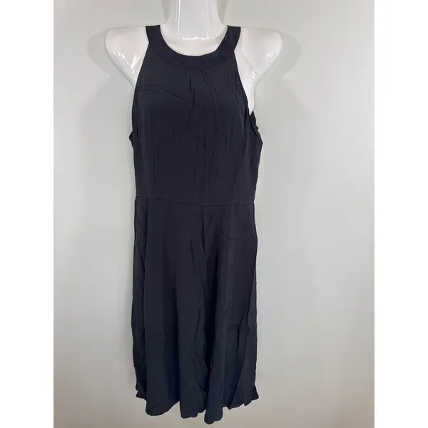 Ann Taylor Midi‎ Dress Black Womens 2 Halter Bow Back Sleeveless LBD Classic - Image 2