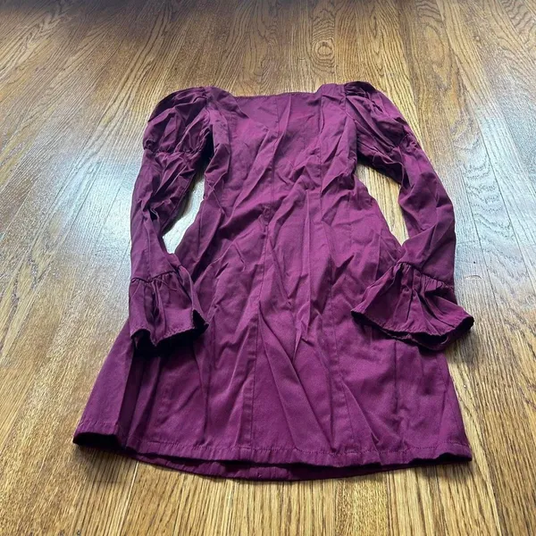Urban Outfitters Burgundy Milkmaid Dress Eggie Nirvana Dress sz XS - Image 5