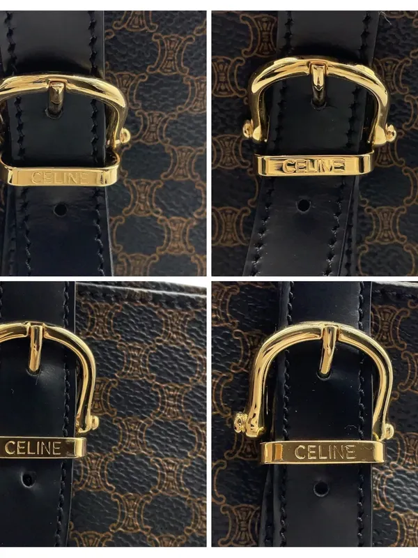 Celine Macadam Triomphe Tote Bag Brown Black Canvas Leather Italy Vintage EUC - Image 8